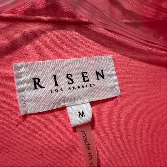 Risen Medium Neon Coral Pink Raw Distressed Hem Denim Gemma Jacket Yeehaw C - Picture 4 of 7